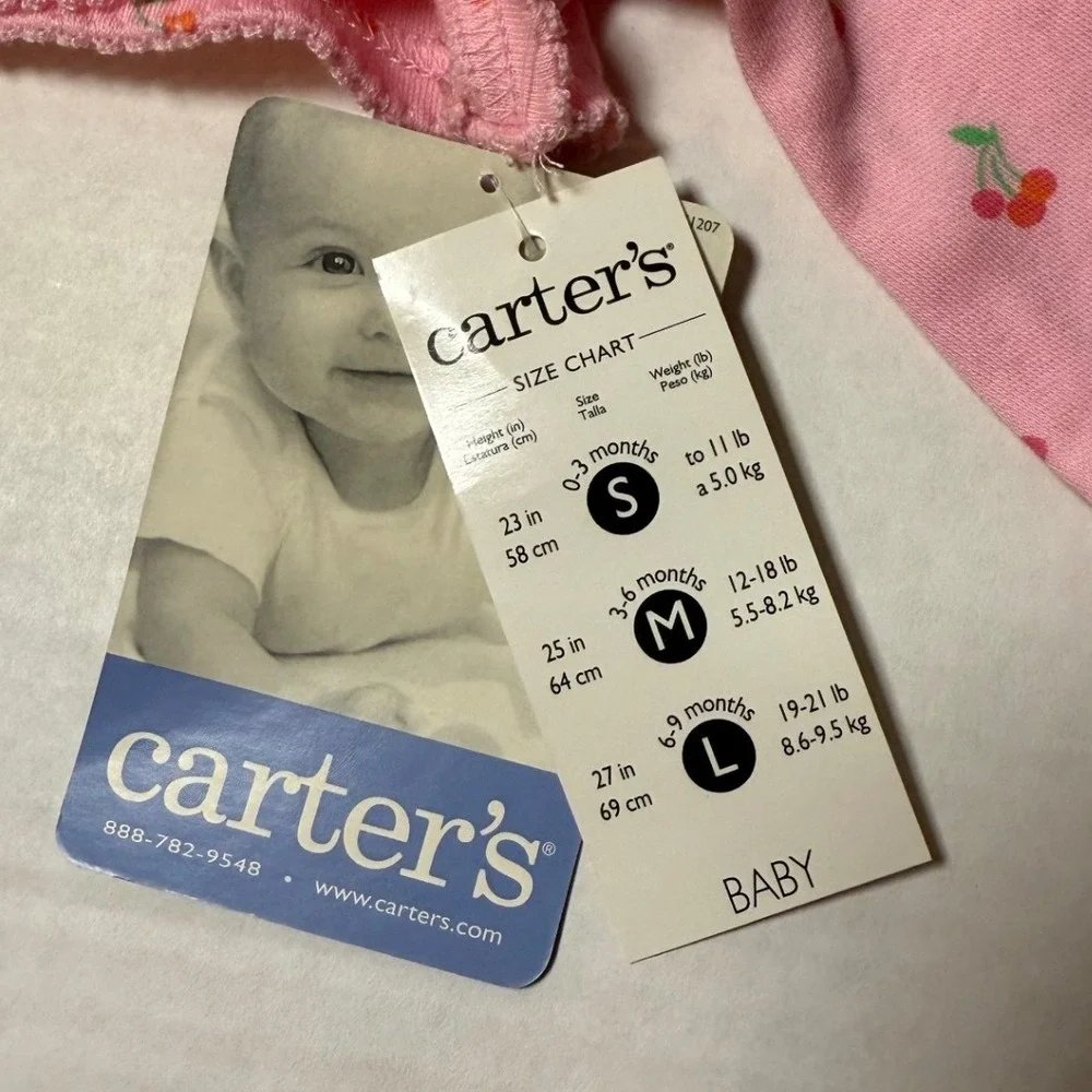 Vintage Carters Baby Girls Pink Cherry Print Bubble Romper 3-6M NWT 019-324